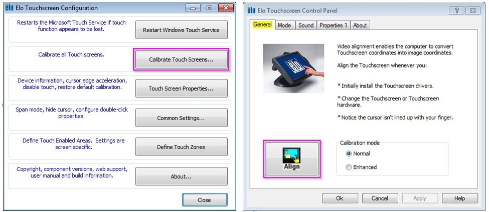 Elo Touchscreen Configuration